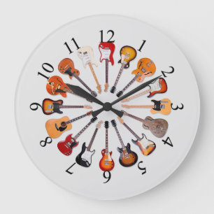 Animated Guitars Background Large Clock