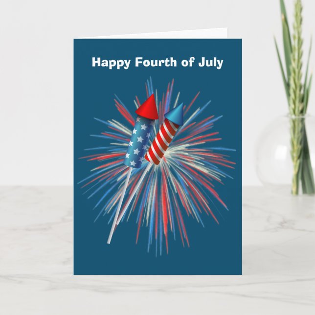 Animated July 4th fireworks and rockets Card (Front)