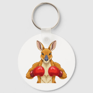 Animated kangaroo with red boxing gloves key ring