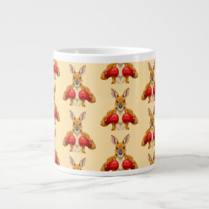 Animated kangaroo with red boxing gloves large coffee mug