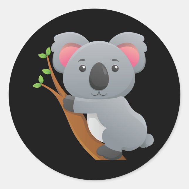 Animated Koala Bear Classic Round Sticker (Front)