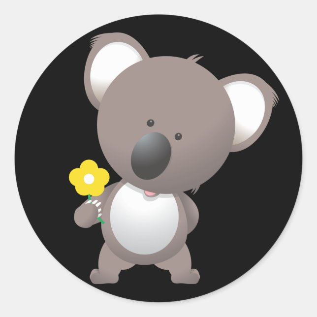 Animated Koala Bear Classic Round Sticker (Front)