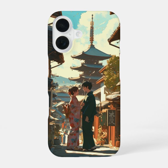 Animated lovers iPhone 16 case (Back)
