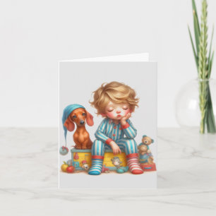 Animated Night Cap Dachshund Card