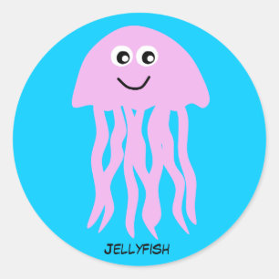 Animated Pink Jellyfish Classic Round Sticker