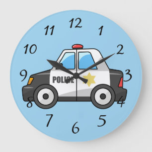 Animated Police Car Large Clock