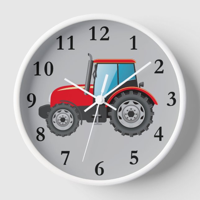 Animated Red Tractor round clock (Front)