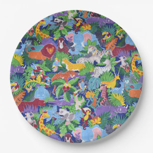Animated Safari Animals Paper Plate