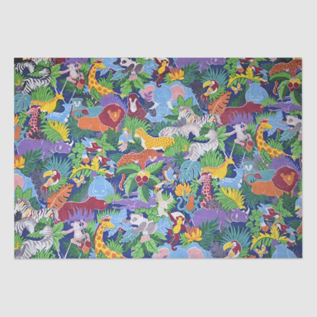 Animated Safari Animals Tissue Paper (Front)