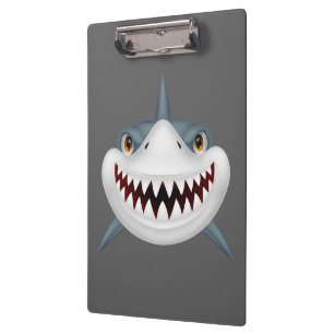 Animated scary shark face clipboard