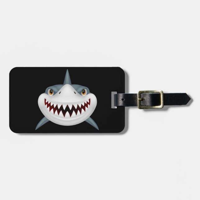 Animated Scary Shark Face Luggage Tag (Front Horizontal)