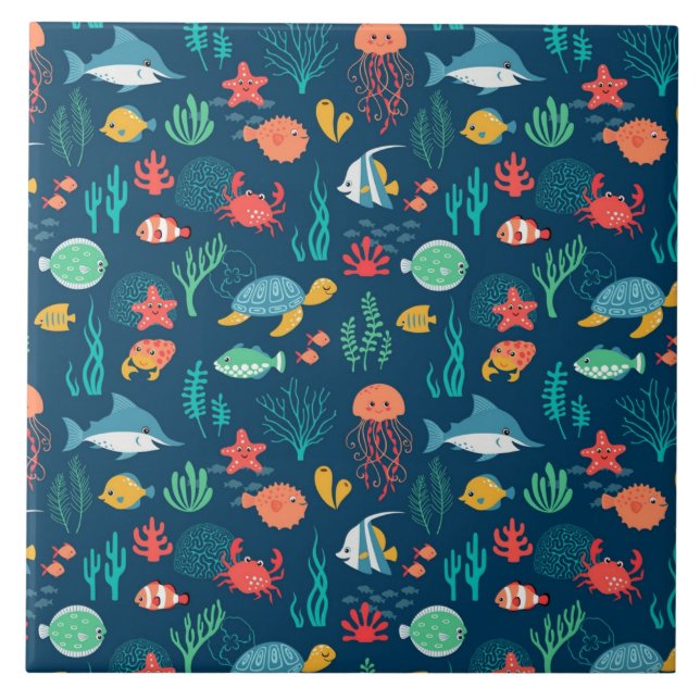 Animated Sea Life background patterns Tile (Front)