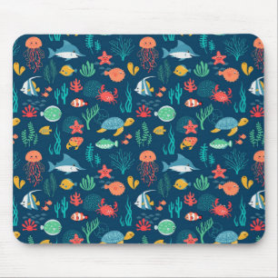 Animated Sea Life Patterns Mouse Mat