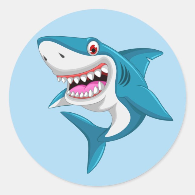Animated Shark Classic Round Sticker (Front)