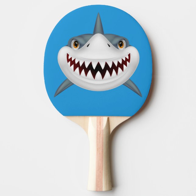 Animated Shark Face Ping Pong Paddle (Front)