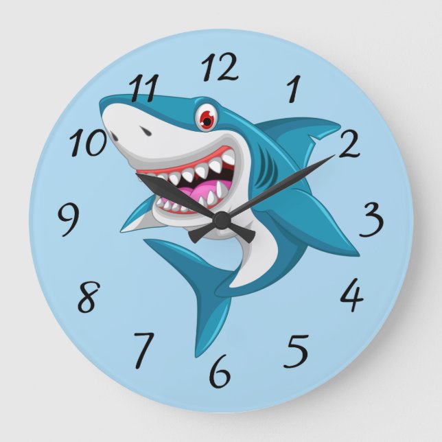 Animated Shark Large Clock (Front)