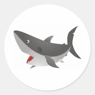Animated Shark round stick Classic Round Sticker
