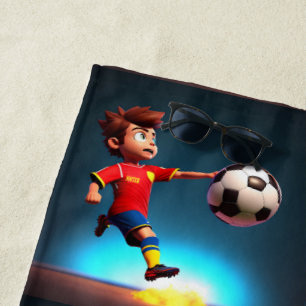 Animated Soccer Player With Ball, Beach Towel
