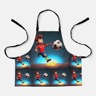 Animated Soccer Player With Ball, Kids Apron