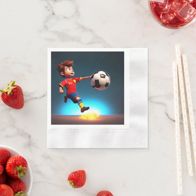 Animated Soccer Player With Ball,  Napkin (Insitu)