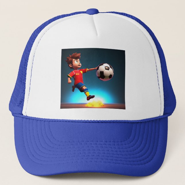 Animated Soccer Player With Ball, Truckers Hat (Front)