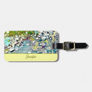 Animated stream nature scene luggage tag