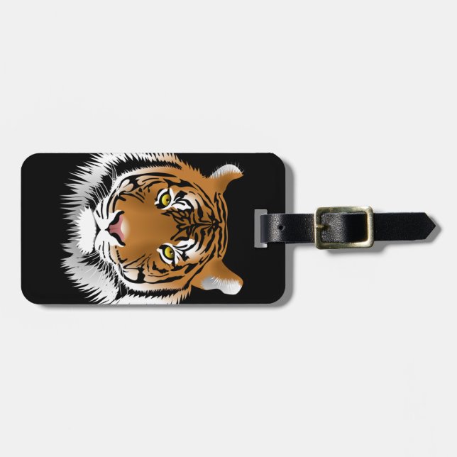 Animated Tiger Face Luggage Tag (Front Horizontal)