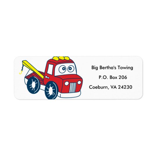 Animated Tow Truck Return Address Label