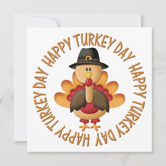 Animated Turkey Greeting Thanksgiving Card (Front)