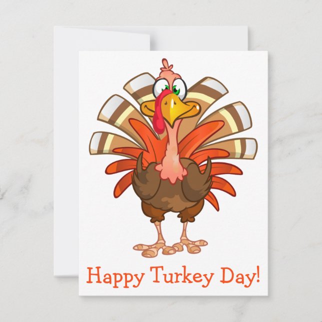 Animated Turkey Thanksgiving Greeting Card (Front)