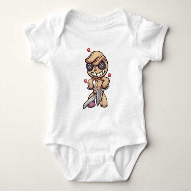Animated Voodoo Doll Baby Bodysuit (Front)