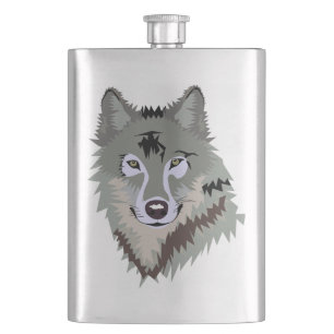 Animated Wolf Hip Flask