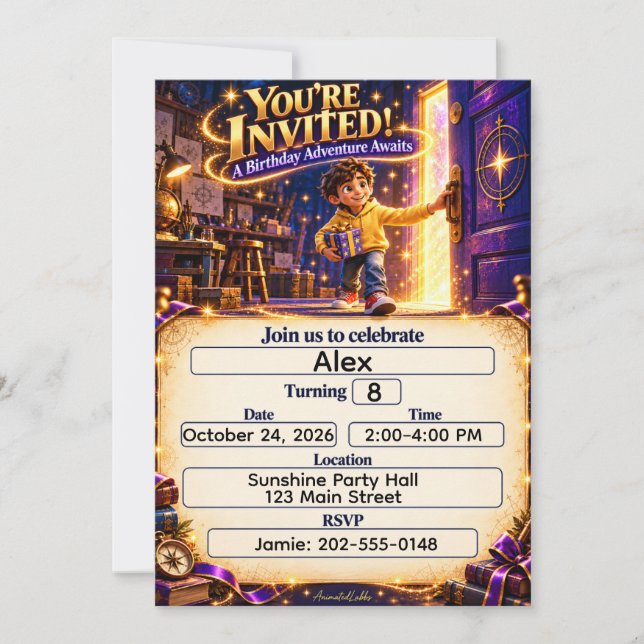 AnimatedLabbs Ziggy Birthday Adventure Invitation (Front)
