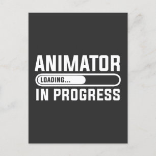 Animator in progress studying postcard