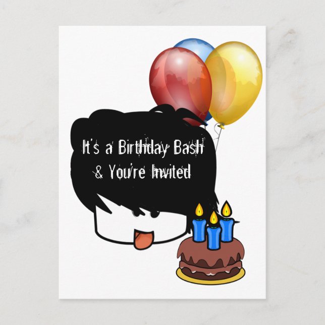 Anime 3 Year Old Birthday Invitation Postcard (Front)