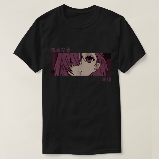 Anime Aesthetic Girl Purple Mood Art T-Shirt (Design Front)