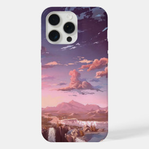 Anime Aesthetic Sunset Landscape with Waterfall an iPhone 15 Pro Max Case