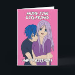 Anime Amazing Girlfriend Birthday  Card<br><div class="desc">Does your Girlfriend love anime? Why not send them this cut, loving anime-zing birthday card to let her know she is truly an amazing girlfriend and she's all yours! This cute pink design with anime couple is digitally hand-drawn by me! So you won't find it anywhere else other than Cupsie's...</div>