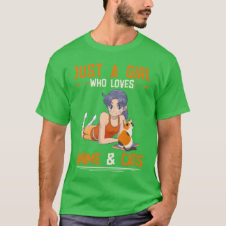 Anime and Cat loving Girl gift T-Shirt