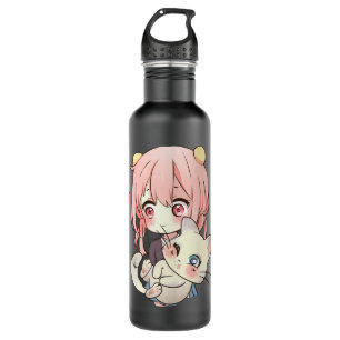 Anime and Cats Lover for Teen Manga kawaii Graphic 710 Ml Water Bottle