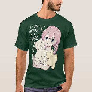 Anime and Cats Lover for Teen Manga kawaii Graphic T-Shirt