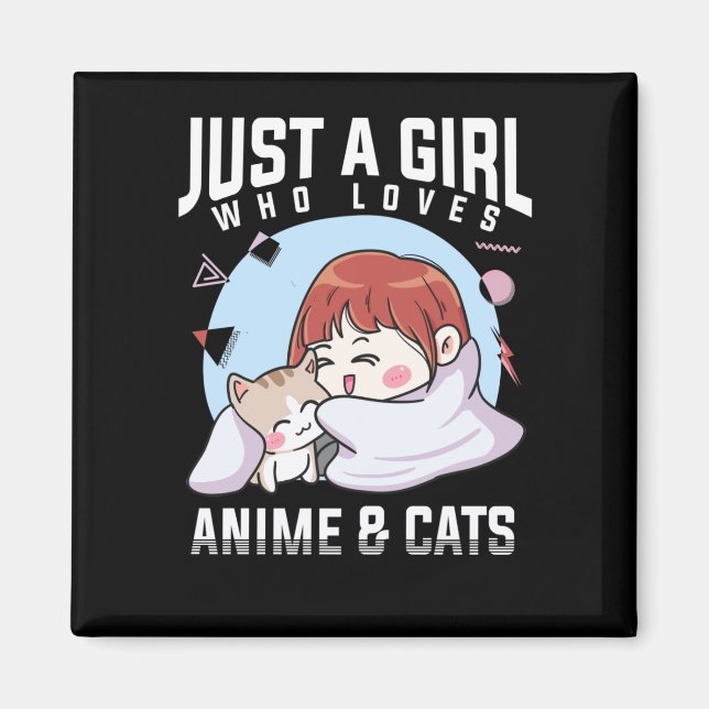 Anime and Cats Otaku Japanese Anime Girl Magnet (Front)