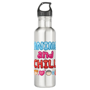 Anime and Chill Manga Otaku Funny 710 Ml Water Bottle