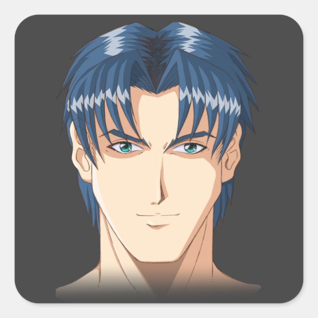 Anime and Manga Faces Square Sticker (Front)