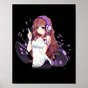 Anime and Music Merch Kawaii Manga Otaku for Teens Poster
