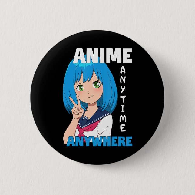 Anime Anytime Anywhere Anime Girl  6 Cm Round Badge (Front)