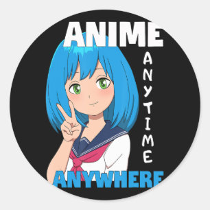 Anime Anytime Anywhere Anime Girl  Classic Round Sticker