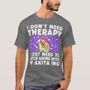 Anime Art for Teen Girls Akita Inu Dog Merch Anime T-Shirt