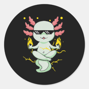Anime Axolotl Waifu Who Love Anime Ramen And Sketc Classic Round Sticker