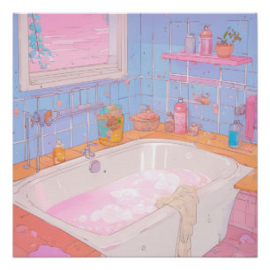Anime Bathroom Aesthetic Art Print
